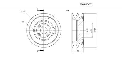Dvojřemenice litinová holá, 4 díry -  (Galerie obr. 1)