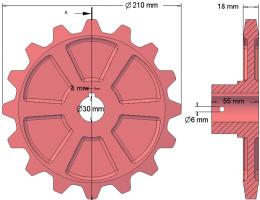 Ozubené kolo tažné Hassia 30mm, 16 zubů - 035068 (Galerie obr. 1)