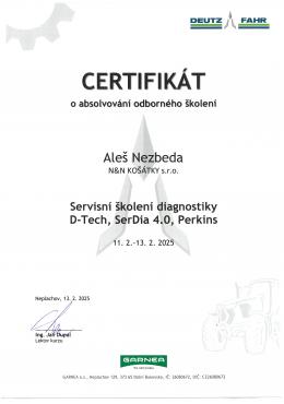 ALEŠ NEZBEDA - DEUTZ-FAHR Servisní školení diagnostiky D-Tech, SerDia 4.0, Perkins<br />(11. až 13. 2. 2025)