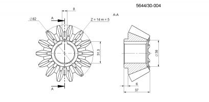 Ozubené kolo Z=14 hlavní pohon úhlová převodovka - 564430004 (Galerie obr. 1)
