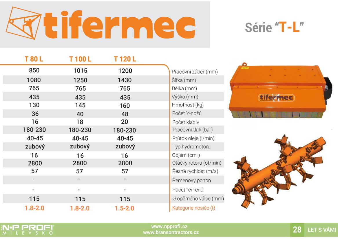 Technická data Mulčovače T-L