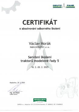 VÁCLAV HORÁK - DEUTZ-FAHR Servisní školení traktorů modelové řady 5<br />(18. až 20. 2. 2025)