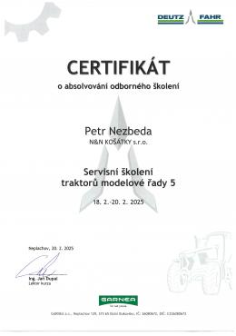 PETR NEZBEDA - DEUTZ-FAHR Servisní školení traktorů modelové řady 5<br />(18. až 20. 2. 2025)