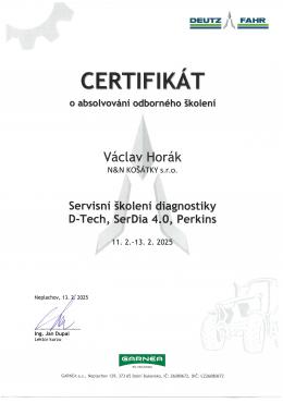 VÁCLAV HORÁK - DEUTZ-FAHR Servisní školení diagnostiky D-Tech, SerDia 4.0, Perkins<br />(11. až 13. 2. 2025)