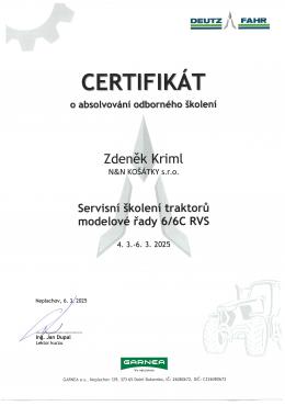 ZDENĚK KRIML - DEUTZ-FAHR Servisní školení traktorů modelové řady 6/6C RVS<br />(4. až 6. 3. 2025)