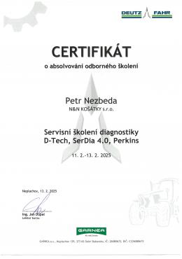 PETR NEZBEDA - DEUTZ-FAHR Servisní školení diagnostiky D-Tech, SerDia 4.0, Perkins<br />(11. až 13. 2. 2025)