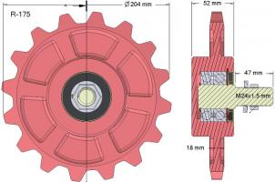 Ozubené vodící kolo velké kompletní Hassia Z=16 - 0362451 (Galerie obr. 1)