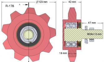 Ozubené vodící kolo malé kompletní Hassia Z=9 - 0362401 (Galerie obr. 1)