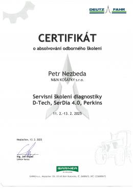 PETR NEZBEDA ml. - DEUTZ-FAHR Servisní školení diagnostiky D-Tech, SerDia 4.0, Perkins<br />(11. až 13. 2. 2025)