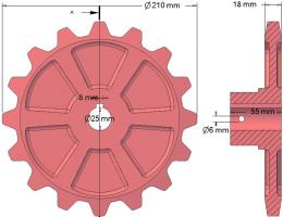 Ozubené kolo tažné Hassia 25mm - 035067 (Galerie obr. 1)
