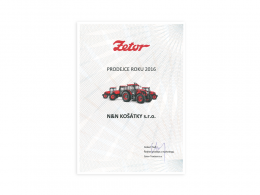 Zetor prodejce roku 2016 - Za prodej 43 ks traktorů Zetor