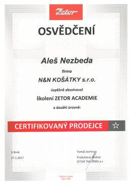 ALEŠ NEZBEDA - Zetor - Certifikovaný prodejce